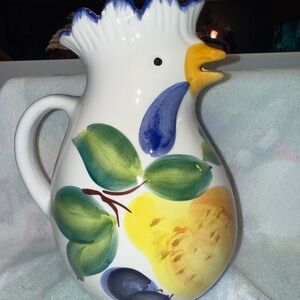 Colorful Rooster Ceramic Pitcher